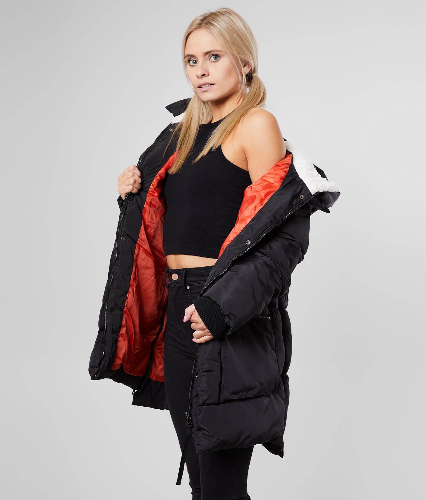 steve madden maxi puffer coat