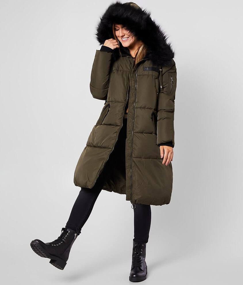 Steve Madden Insulated Midi Bubble Coat - Women's Coats/Jackets in Light  Olive