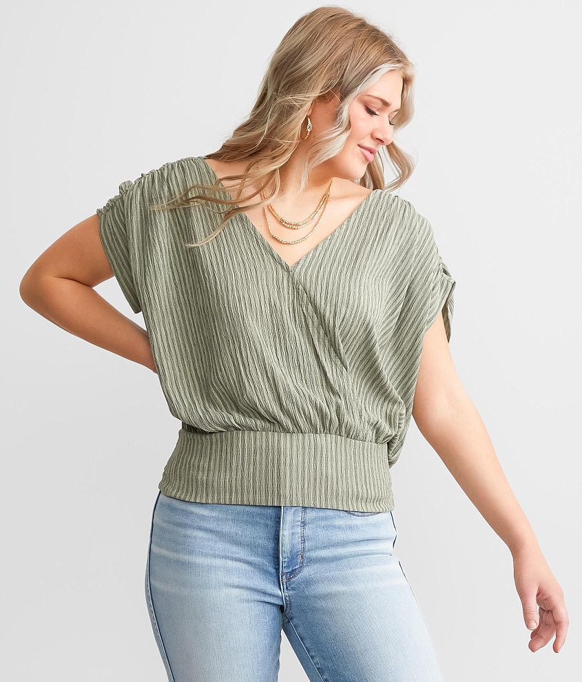 Willow &#38; Root Dolman Surplice Top front view