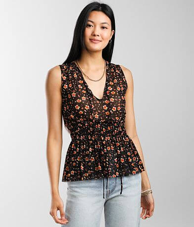 Daytrip Smocked Waist Peplum Tank Top