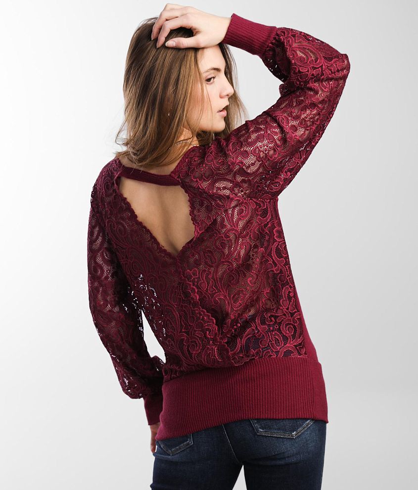 maroon lace top