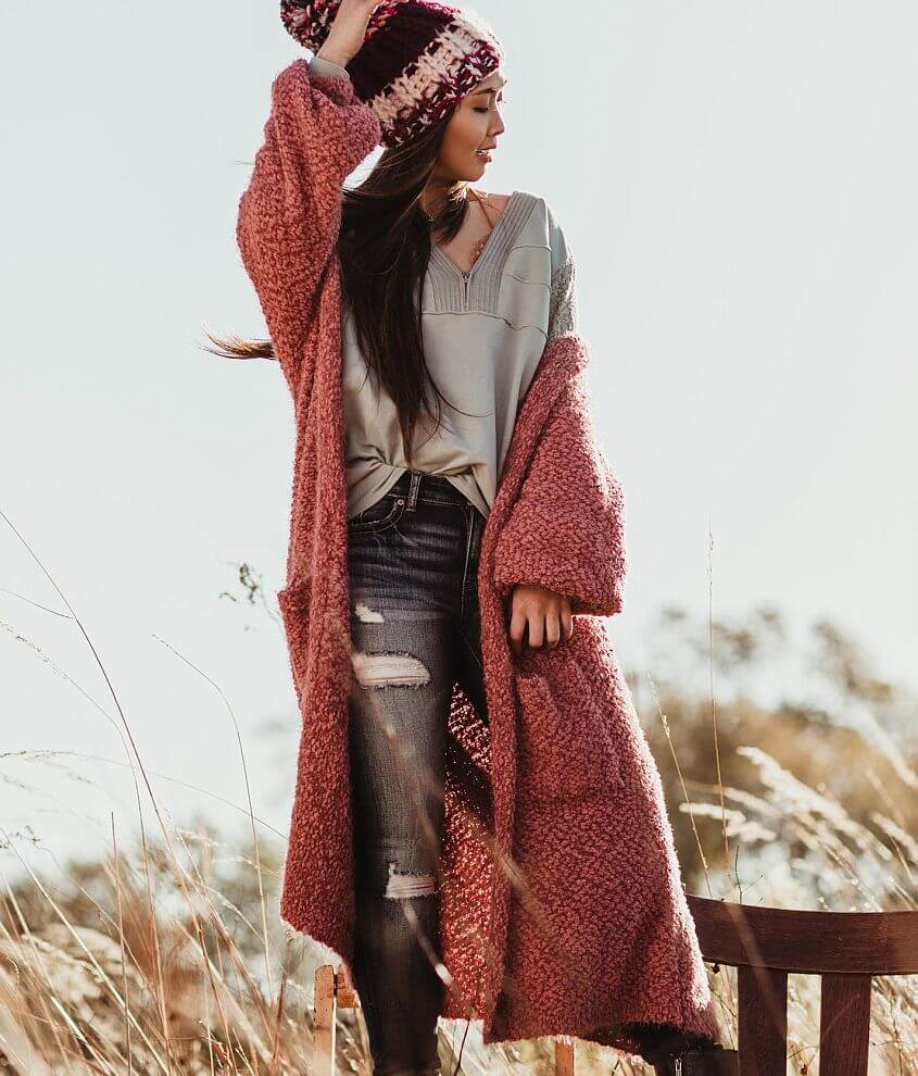 Rust Brown Cardigan - Cardigan Sweater - Duster Cardigan Sweater