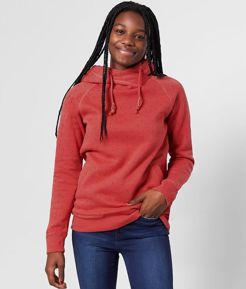 tentree Burney Hooded Sweatshirt Women s Sweatshirts in Mineral Red Small Treeaop Buckle