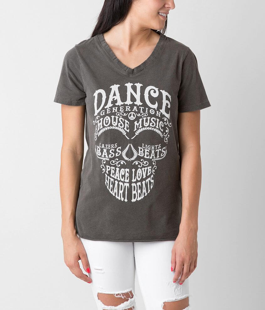 Daytrip Dance Peace Love Skull Top front view