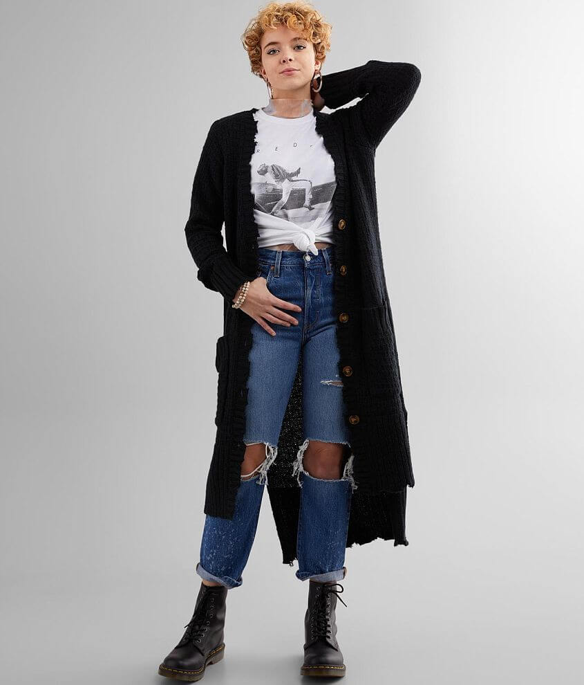 Gilded Intent Destructed Duster Cardigan Sweater
