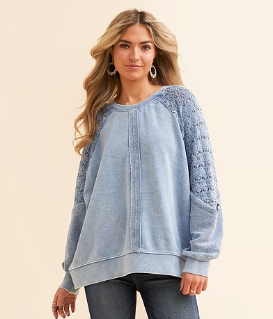 generation K Pieced Crochet Oversized Pullover front view