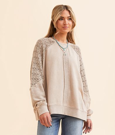 generation K Pieced Crochet Oversized Pullover front view