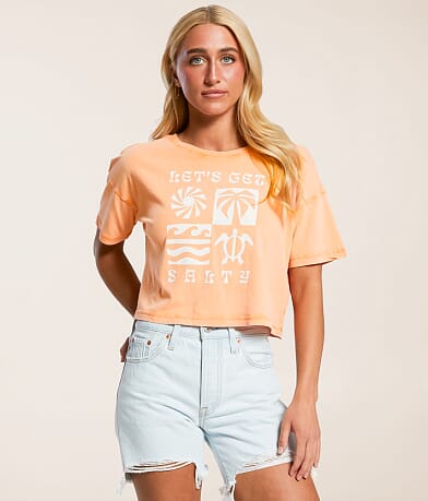 Salt Life Salty Scene Cropped T-Shirt front view