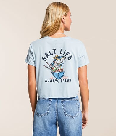 Salt Life Served Fresh Cropped T-Shirt front view