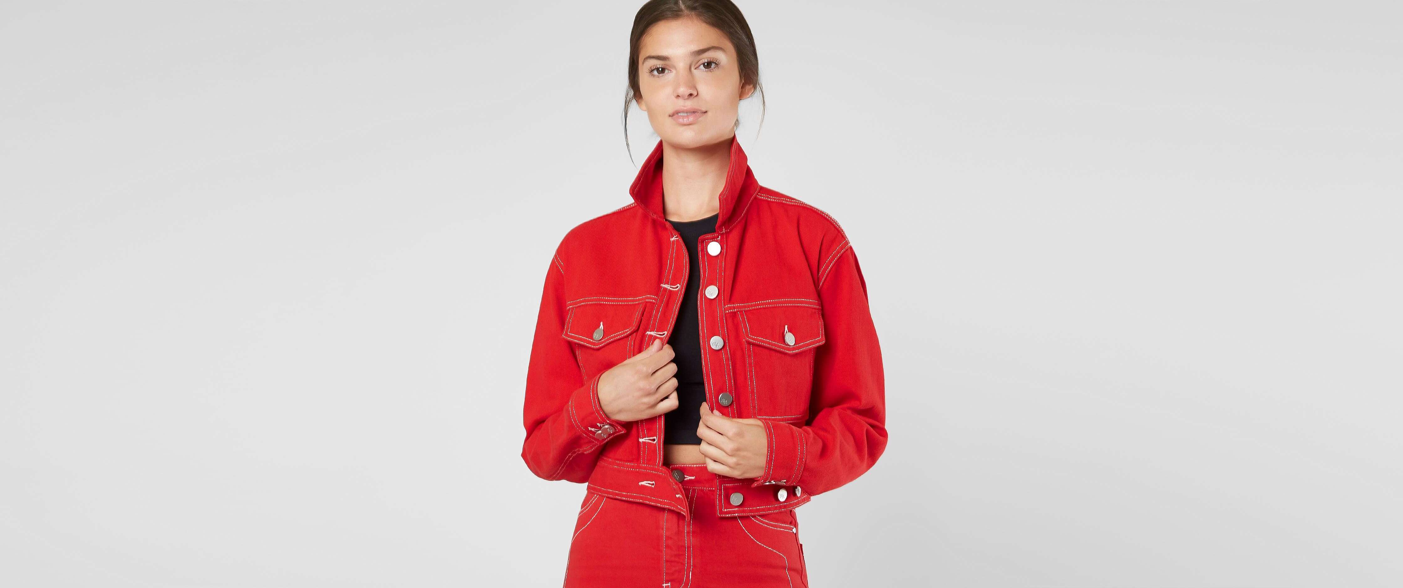 red denim jacket cropped