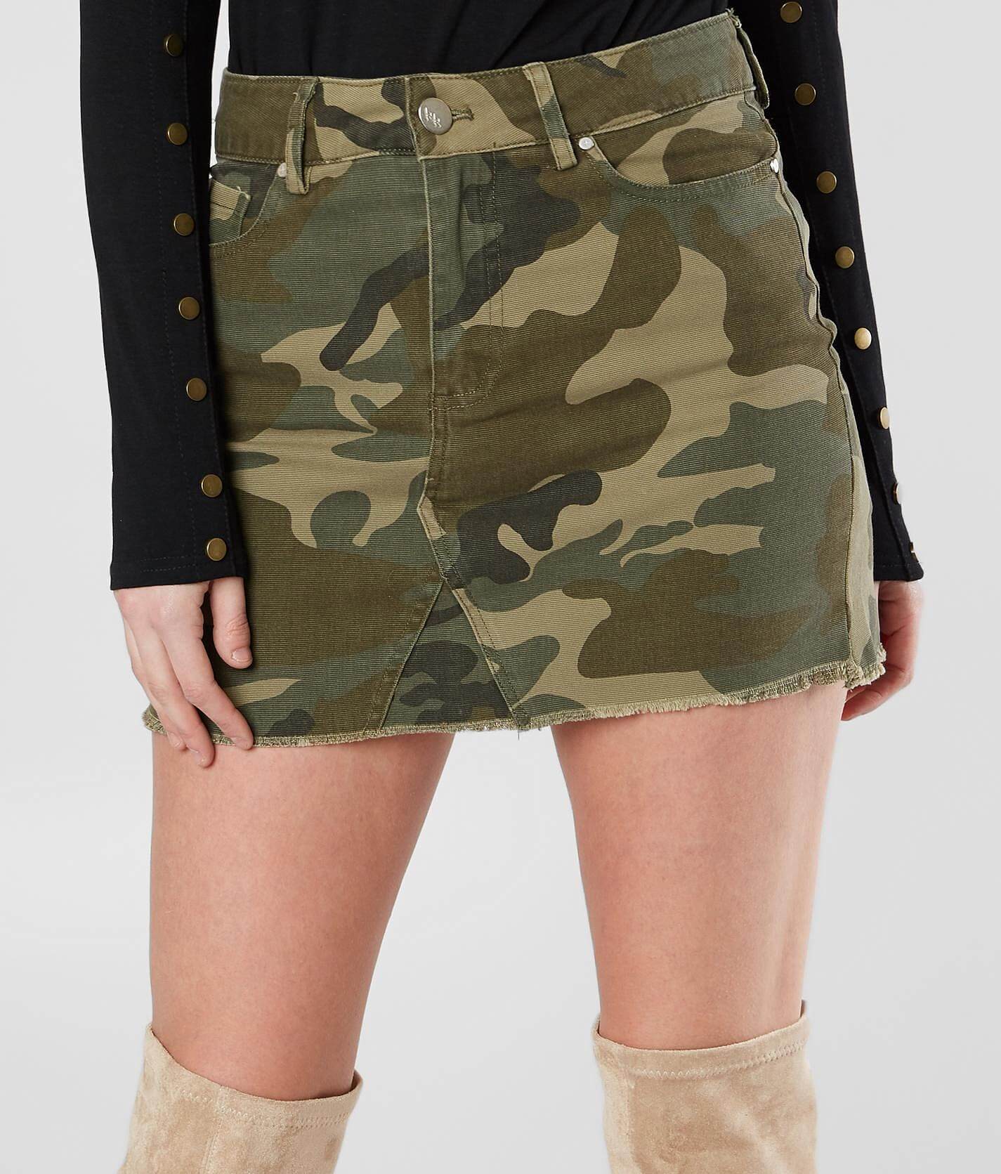camouflage denim skirt