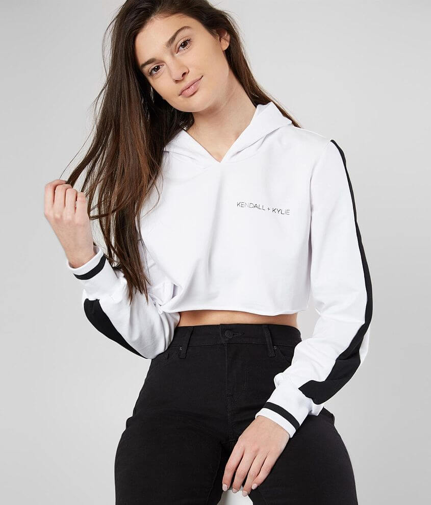 Kendall & Kylie Sammi Ribbed Full Zip Cropped Hoodie