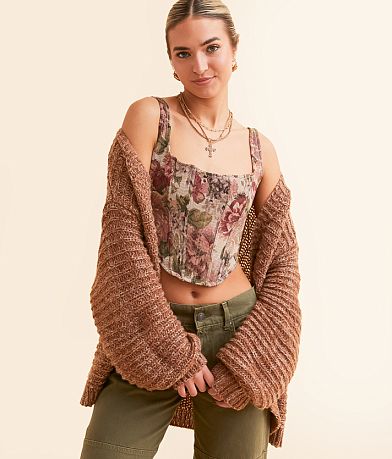 TIC TOC Tapestry Corset Tank Top front view