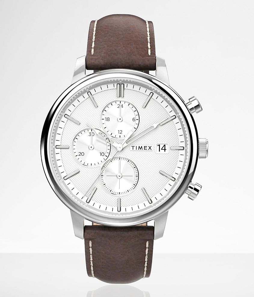 Timex Chicago Chrono Leather Watch - Men's Watches in Brown | Buckle