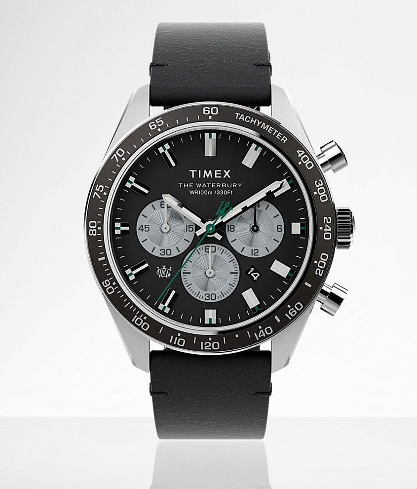 Timex Waterbury Diver Leather Watch front view