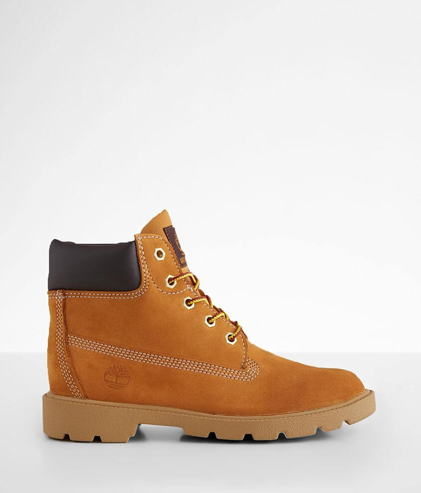 Boys Timberland Icon Leather Boot Boy s Shoes in Wheat Nubuck Buckle