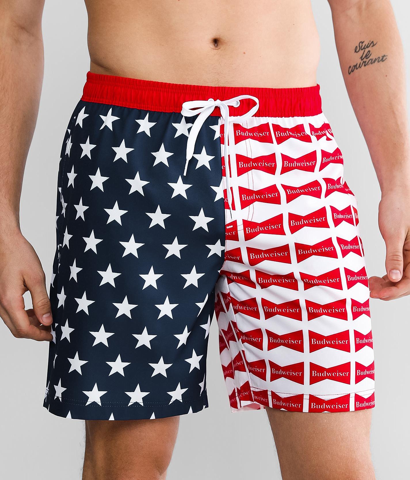 Tipsy Elves Men's Stretch Swim Trunks - 7 Inch Inseam Quick-Dry Funny Bathing Suits