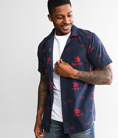 Tipsy Elves Budweiser® Hawaiian Shirt front view