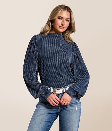 Daytrip Metallic Striped Top front view