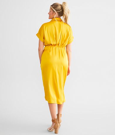 red by BKE Satin Wrap Midi Dress back view