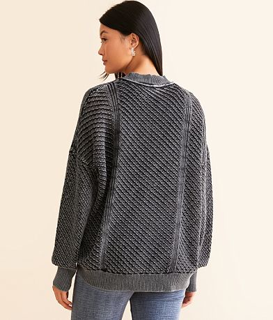 BKE Washed Notch Neck Oversized Sweater BACK