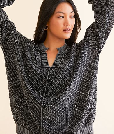 BKE Washed Notch Neck Oversized Sweater MISC_DETAIL_1