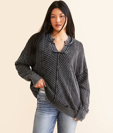 BKE Washed Notch Neck Oversized Sweater FULL_RIGHT_SIDE