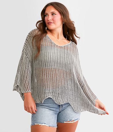 Timing Oversized Boxy Washed Sweater front view