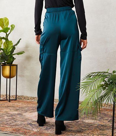 Lumiere Wide Leg Satin Cargo Pant BACK