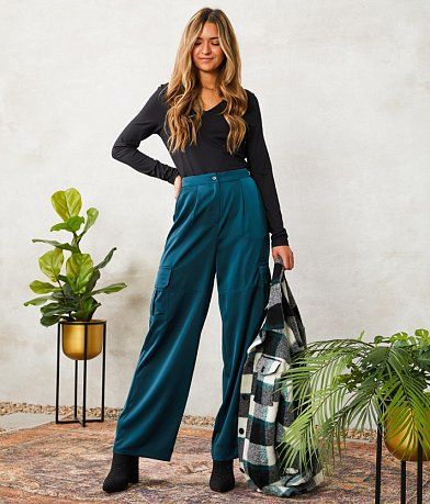 Lumiere Wide Leg Satin Cargo Pant MISC_DETAIL_2
