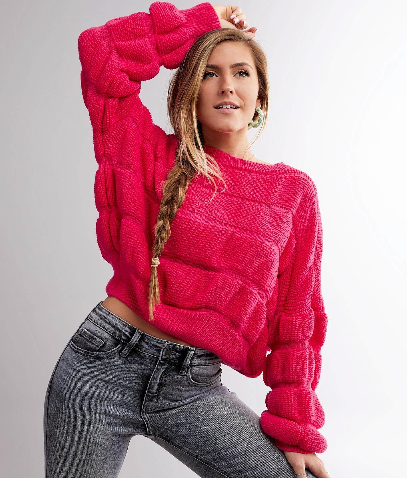 womens hot pink cardigan sweater