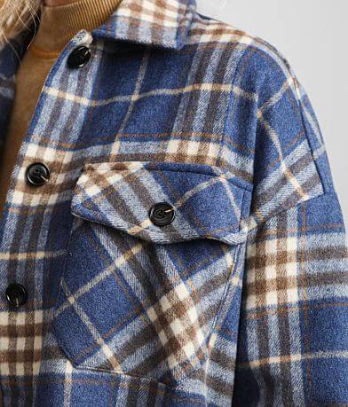 Timing Oversized Flannel Shacket - Women's Coats & Jackets in Blue ...