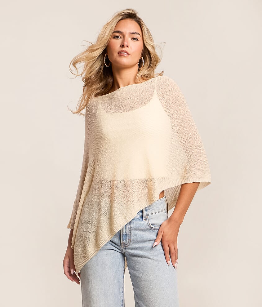 Asymetrical Hem Sweater Poncho