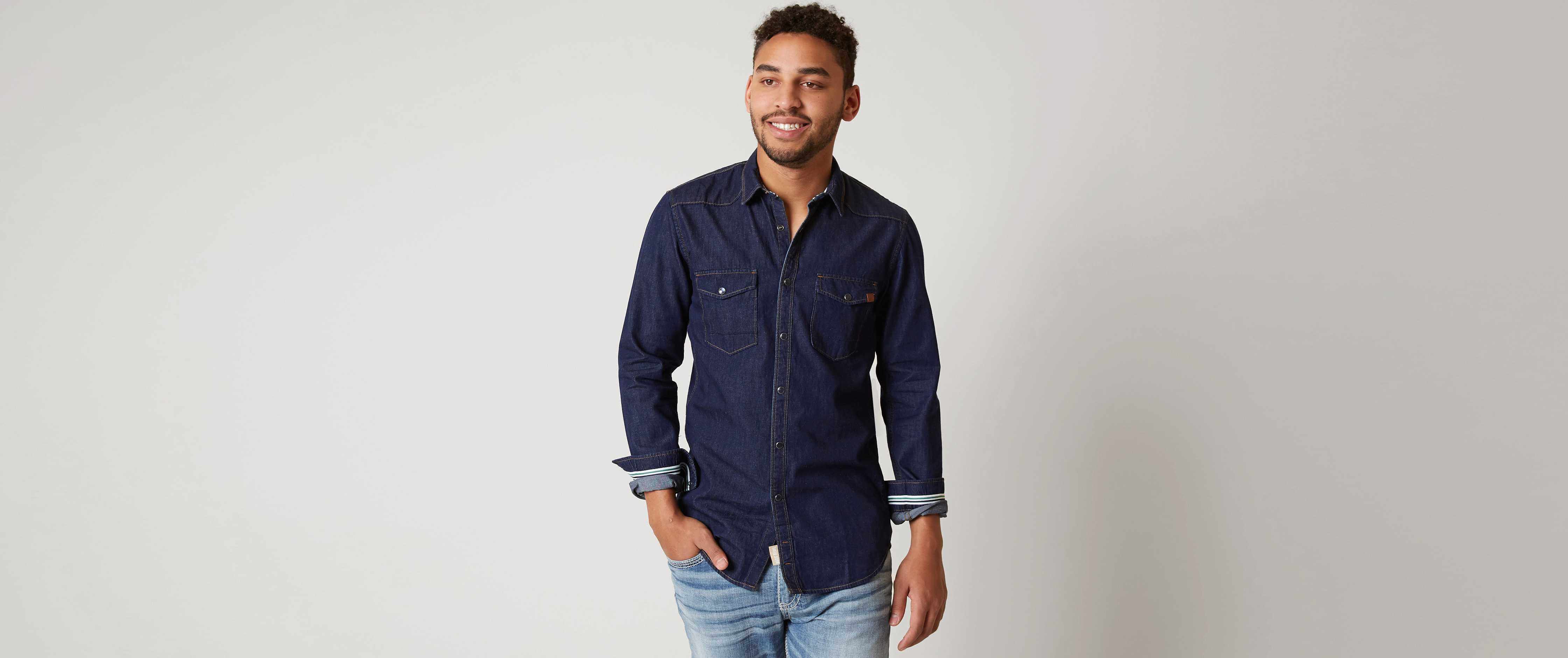 mens raw denim shirt