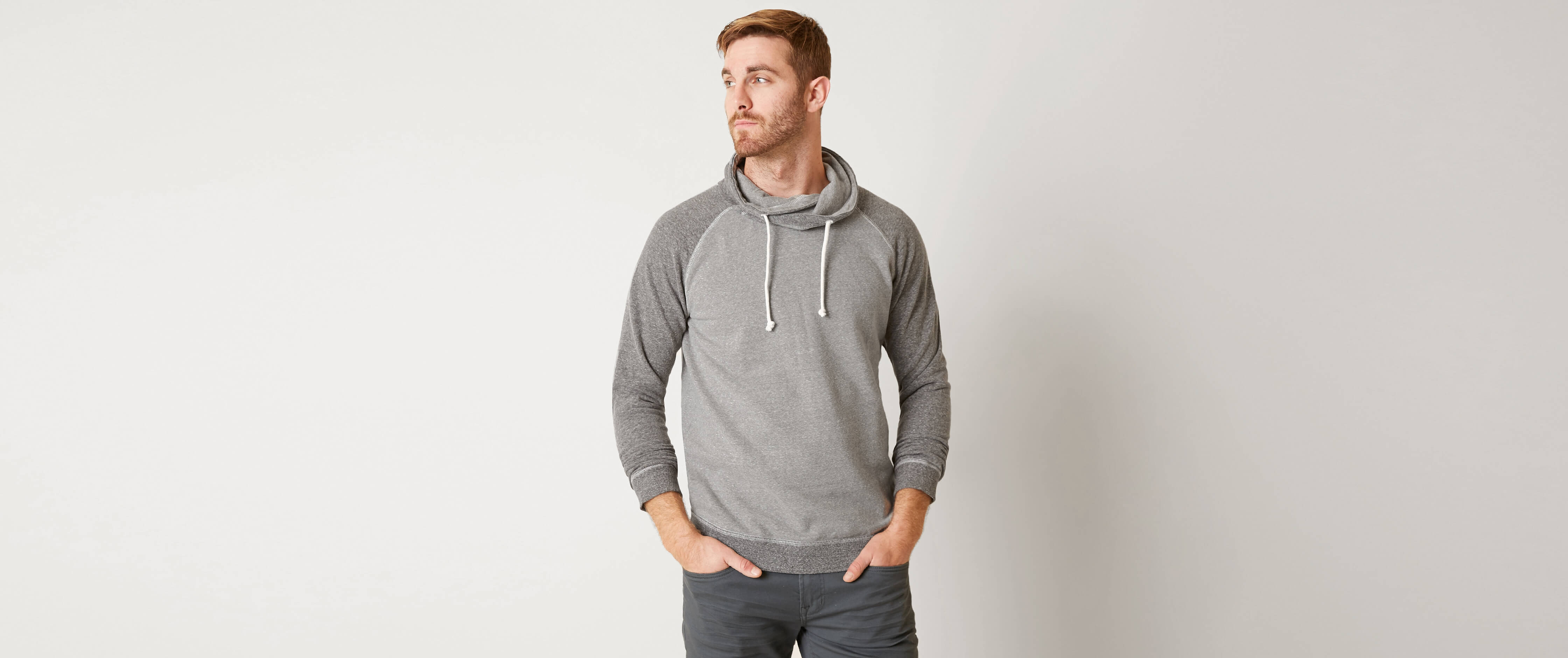 mens cowl neck pullover hoodie