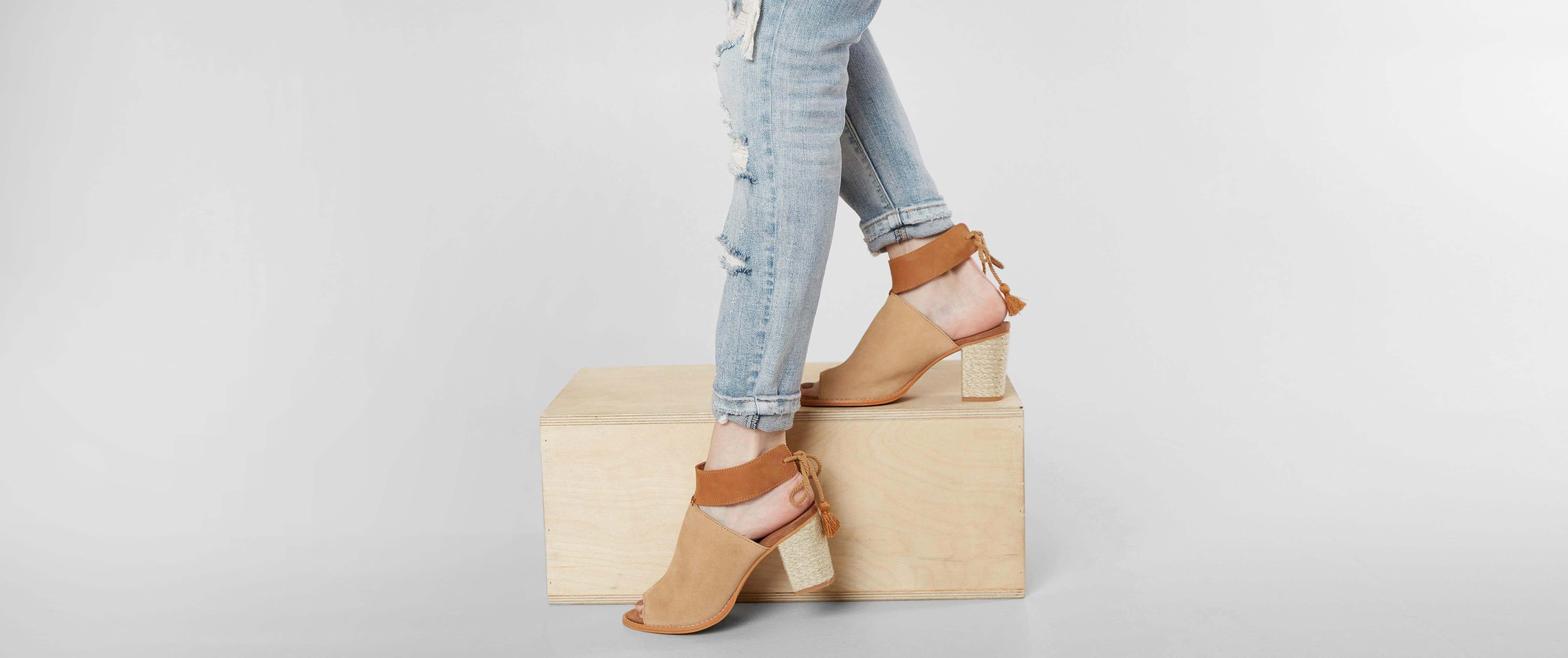 TOMS Seville Suede Peep Toe Heeled 