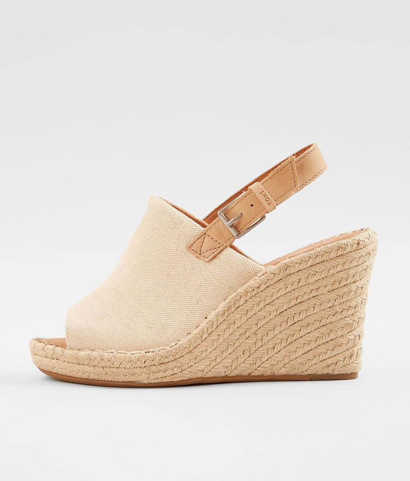 TOMS Monica Leather Wedge Heeled Sandal - Women's Shoes in Natural | Buckle