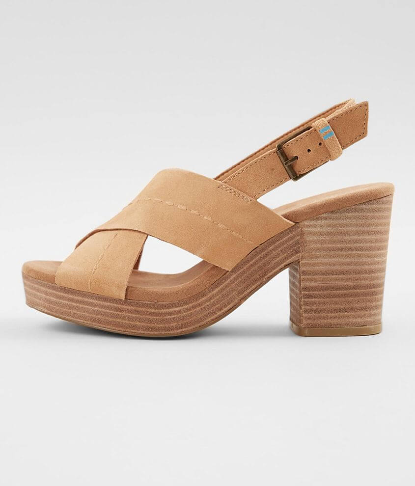 TOMS Ibiza Suede Heeled Sandal Women s Shoes in Honey Suede Buckle