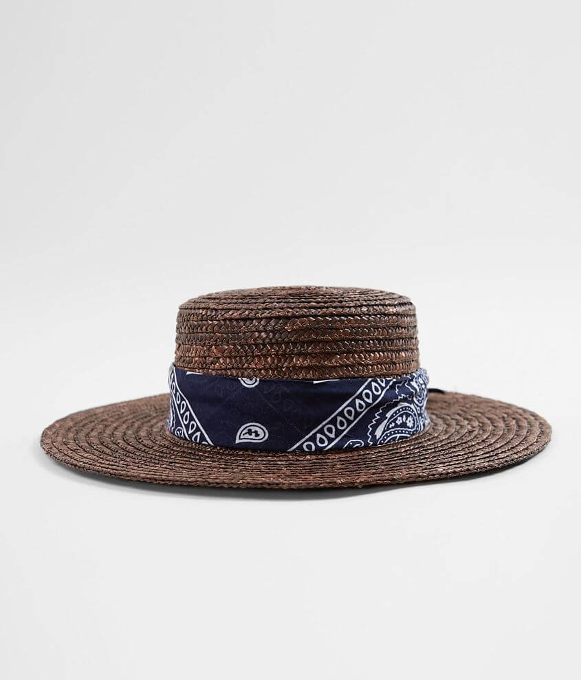 Weaved Straw Boater Hat front view