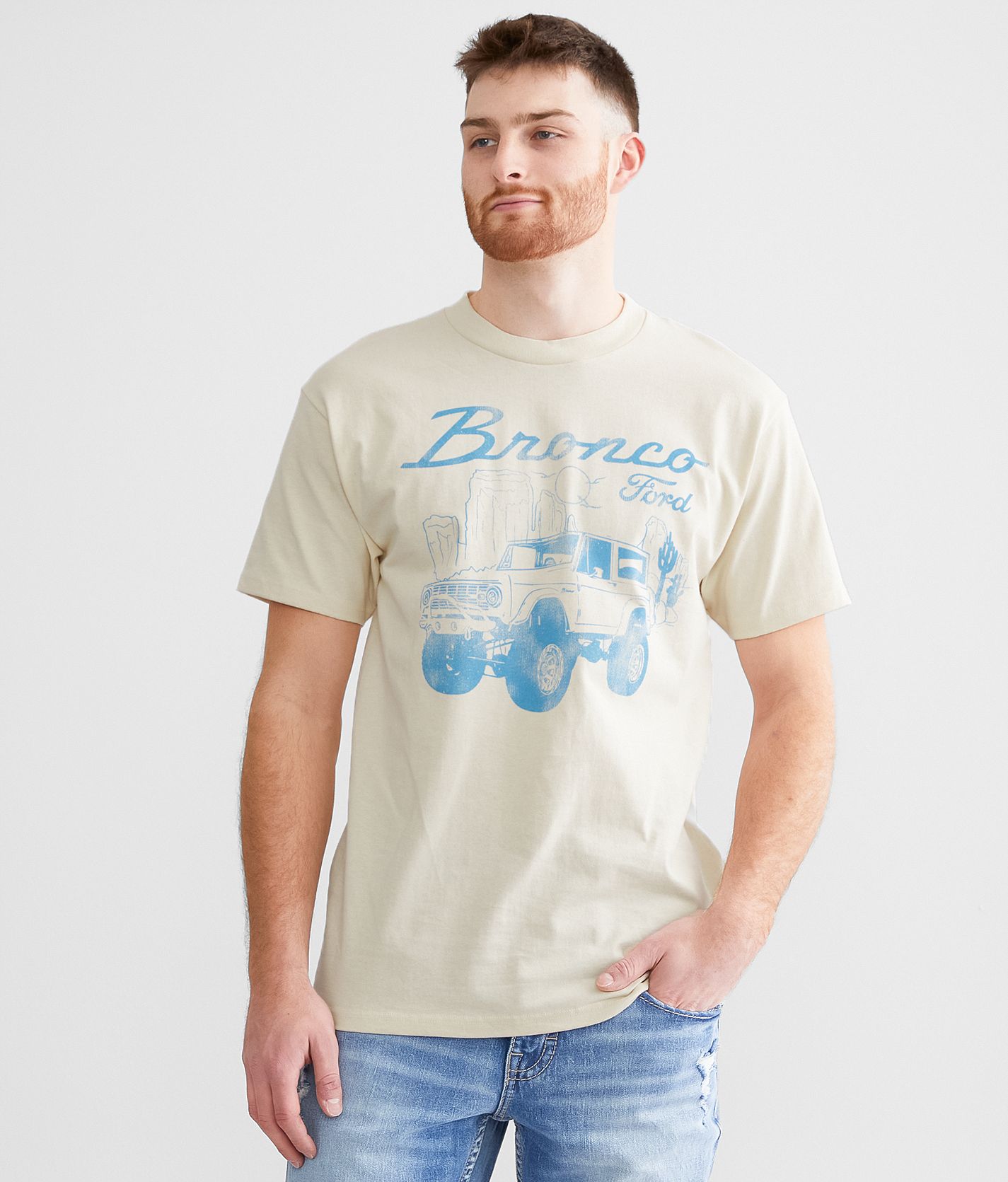 Tee Luv Ford Bronco T-Shirt - Cream Large, Men's