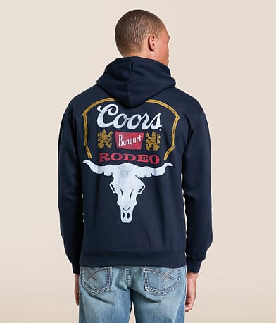 tee luv Coors Longhorn Skull Hooded Sweatshirt front view