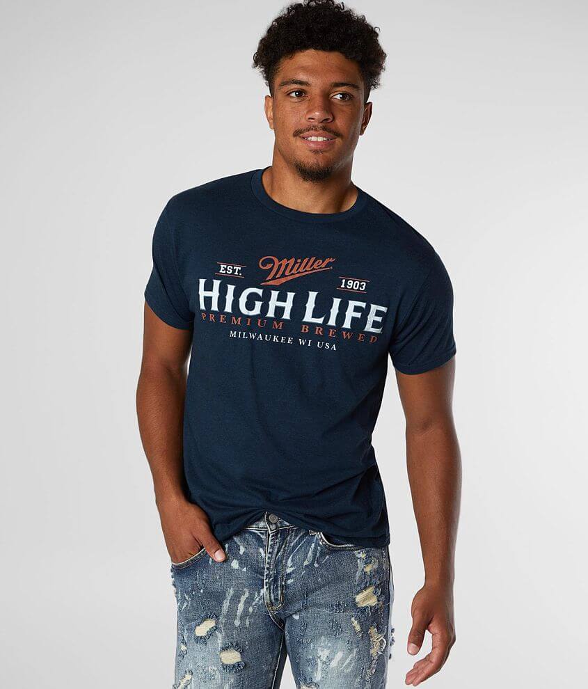 tee luv Miller® High Life® Beer T-Shirt - Men's T-Shirts in Denim Black ...