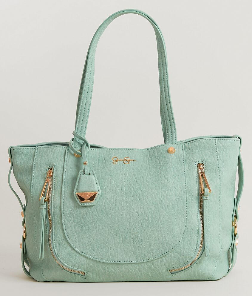 Jessica Simpson Loden Green Natalie Hobo Gold Studded Zip Purse Handbag
