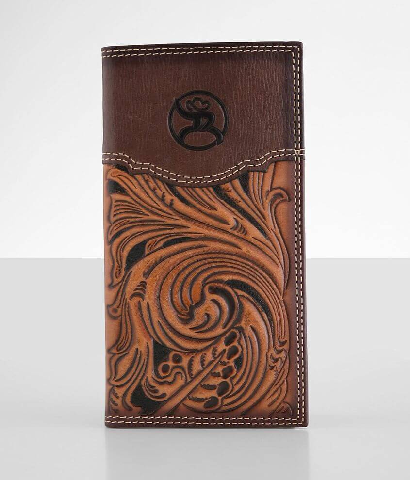 Hooey Roughy Rodeo Tooled Leather Wallet front view