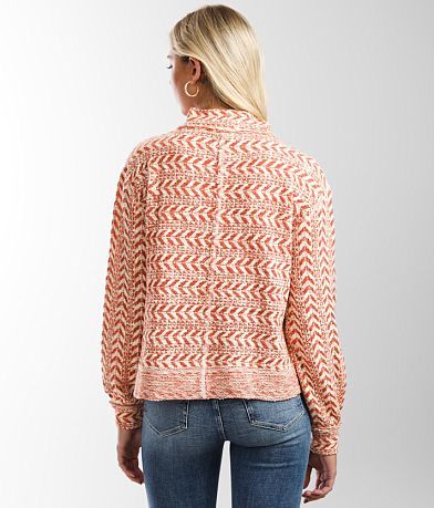 BKE Raw Edge Pointelle Top BACK