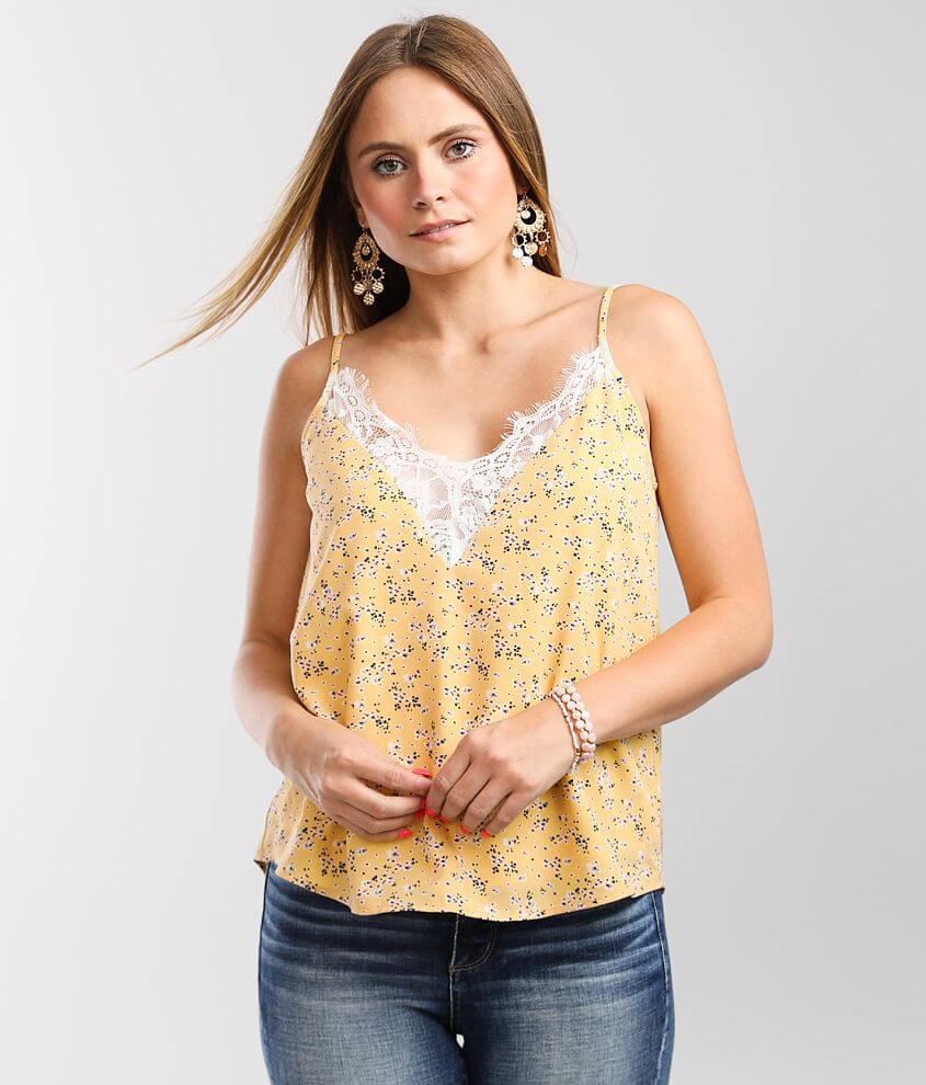 Daytrip Dainty Print Tank Top - Women's Tank Tops in Yellow