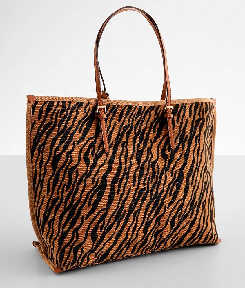Street Level Animal Print Canvas Tote front view