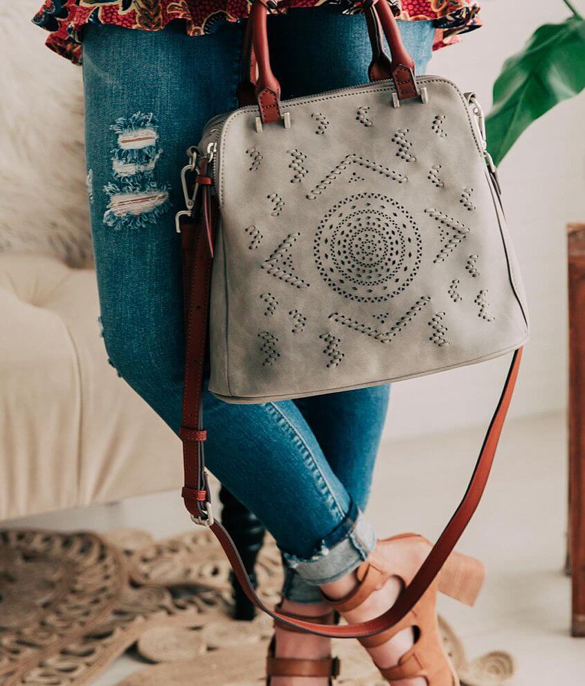 Image of Embroidered Faux Leather Crossbody Purse