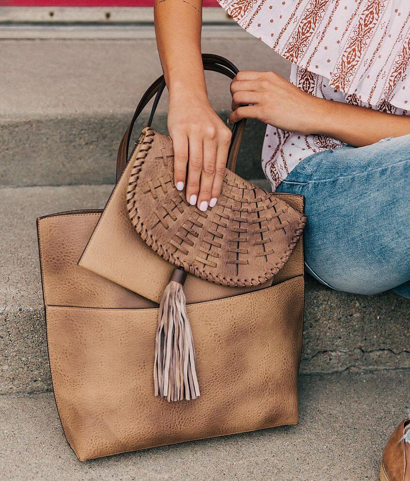 Distressed Reversible Tote front view