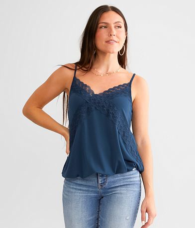 Daytrip Lace Trim Tank Top front view